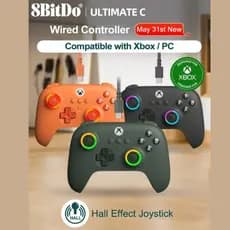 Controle para XBOX ONE e PC 8bitdo Ultimate C ALL EFFECT RGB com FIO Gamepass Computador PC Dekstop Laptop Notebook