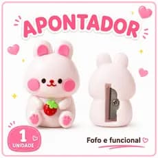Apontador Escolar Fofo Coelho Panda Soft Touch | Papelaria Fofa