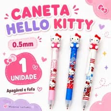 Caneta Hello Kitty Gel Preta 0.5mm Ponta Fina Papelaria Fofa Escolar
