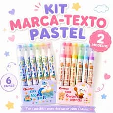 Kit com 2 Marca-Textos Pastel Ponta Dupla 6 Cores Caneta Marca-texto | Papelaria fofa
