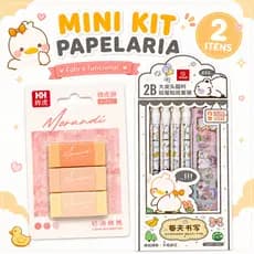 Kit de Papelaria 5 Lápis 2B+ 4 Cartelas de mini Adesivos + Trio de borrachas Morandi | Papelaria Fofa Escolar
