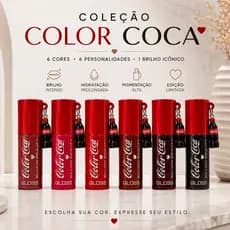 Lip Gloss Color Cola Hidratante com Chaveiro Mini Garrafa | Brilho Labial, Aroma Delicioso e Efeito Espelhado
