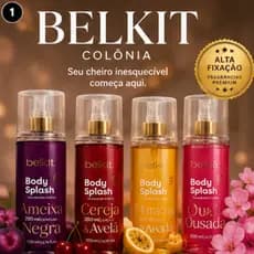 Body Splash Belkit 200ml Alta Fixação Feminino Ameixa Negra Cereja Avelã Maracujá e Ousada