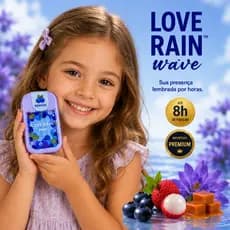 Perfume Wave Lové Rain 30ml Feminino Infantil e Infanto Juvenil Doce Frutado Aroma Sofisticado e Duradouro