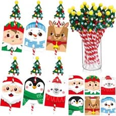 Sabary 24 Conjuntos de Canetas em Forma de Bengala de Natal com Cartões de Saudação, Pequenos Cartões de Natal Fofos, Ca