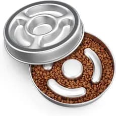 Tigela de Alimentação Lenta para Cães em Aço Inoxidável, 2 Copos de Metal Antiderrapantes para Ração, Tigela de Água par