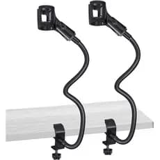2 Peças Suporte de Microfone Gooseneck, Suporte de Microfone com Braço Ajustável, Adaptador para Pódio, Microfone de Mes
