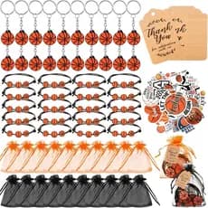 Kenning 20 Sets Basketball Soccer Volleyball Party Favor Set Gift Bulk Charm Bracelets Keychain Sticker Organza Bags Tha
