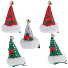 10 Peças de Presilhas de Cabelo com Chapéu de Papai Noel de Natal, Mini Presilhas de Cabelo com Chapéu de Papai Noel, Pr