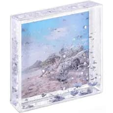 Porta-retratos com glitter 4x4, lindas molduras de acrílico líquido para fotos, presentes para familiares, amigos e casa
