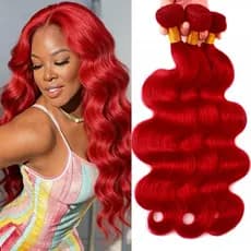 Pacotes de Cabelo Humano Ondulado Vermelho 12 14 16 Polegadas 3 Pacotes de Cabelo Virgem Brasileiro Não Processado Exten