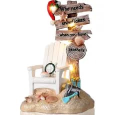 Gerrii Christmas Beach Decorations Hawaiian Village Dreams Santa Claus by The Sea Seaside Coastal Christmas Tabletop Fig