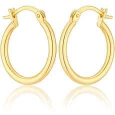 Brincos Huggie de Ouro 14K para Mulheres, Brincos de Argola Pequenos de 16mm, Presente para Ela, Ideal para Mãe, Esposa,