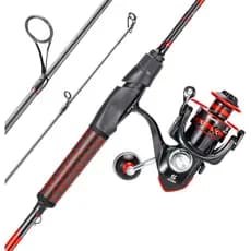 Conjunto de Vara e Carretilha de Pesca Sougayilang, Vara de Pesca Portátil de Duas Peças Leve com Equipamento de Pesca p