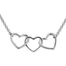 Colar de Coração Triplo para Mulheres, Prata Esterlina 925, Colar de Coração Infinito, Três Corações Entrelaçados, Colar