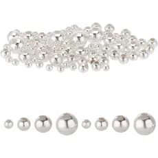 95pcs 925 Sterling Silver Beads Jewelry Making 4 Sizes Smooth Round Beads Seamless Ball Spacer S925 Silver Loose Round B