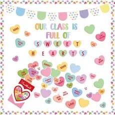 Conjunto de 130 Peças para Decoração de Quadro de Avisos e Sala de Aula com Corações para o Dia dos Namorados, Recortes