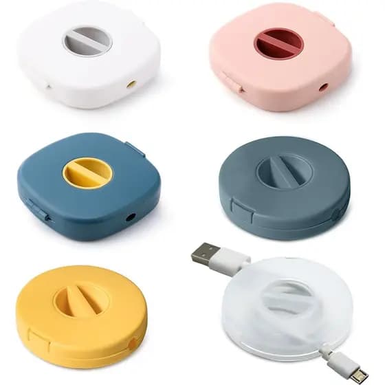 Organizador de Cabos de Carregamento 6PCS, Enrolador de Cabos Portátil em 2 Formatos, Caixa Organizadora Retrátil para V