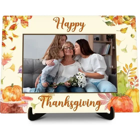 Fall Harvest Picture Frame Gift, Happy Thanksgiving Gifts, Autumn Pumpkin Photo Frame for Family Friends Coworkers, Than