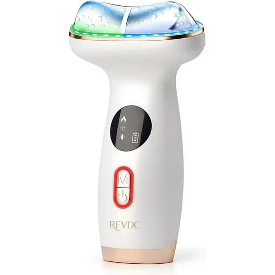 Massageador Facial de Calor e Frio, Dispositivo de Terapia de Luz Vermelha de 7 Cores para Lifting e Escultura do Rosto