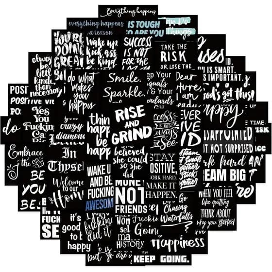 50 Adesivos Inspiradores, Adesivos Positivos, Adesivos Motivacionais para Diário, Scrapbooking, Quadro de Visão, Garrafa