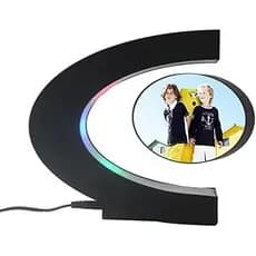 Porta-retratos Flutuante Magnético com Luz LED Colorida, Porta-retratos Rotativo com Levitação para Decoração de Ambient