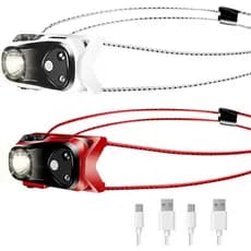 Lanterna de Cabeça Recarregável 2PCS, 1000 Lúmens, Ultra-Leve, LED Brilhante com Luz Branca e Vermelha, Lanterna de Cabe