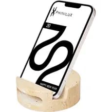 Suporte de Telefone de Mármore Luxuoso com Som, Suporte para Celular e Tablet para Mesa de Escritório, Cozinha, Bancada,