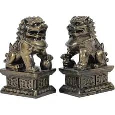 Estátuas de Leões Guardiões Foo Dogs - Par de Estatuetas de Leões Fu Fengshui - Decoração de Mesa para Presente de Inaug