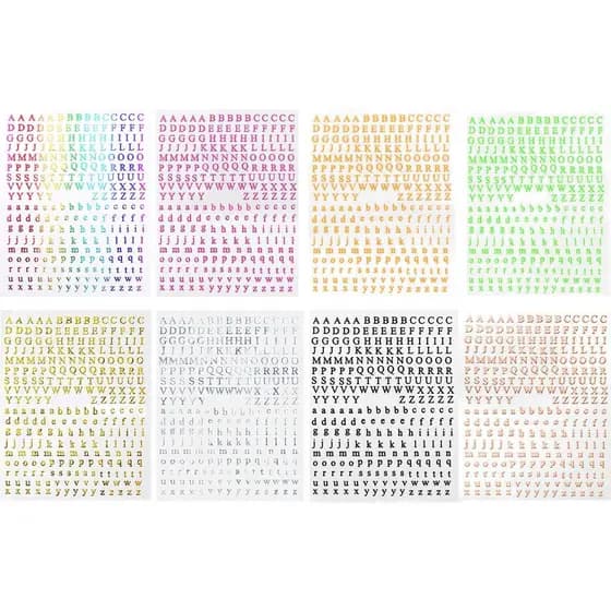 EORTA 8 Folhas de Adesivos de Alfabeto de 3mm, Mini Adesivos de Letras Maiúsculas e Minúsculas, Adesivos Coloridos de Pl