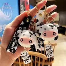 newsandrain Criativo Silicone Animal Vaca Carro Chaveiros Personalidade Dos Desenhos Animados Bonito Gato Chaveiro Saco