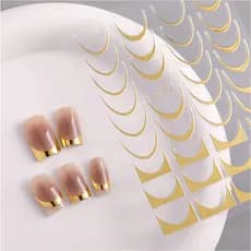 Adesivos de Manicure linhas francesas ouro prata Glitter com brilho decorativo acessórios para unhas