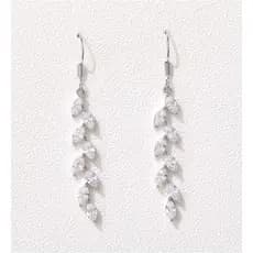 SWEETV Marquise Dangle Earrings for Brides Bridesmaid, Crystal Long Bridal Earrings for Women Prom