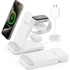 Carregador Sem Fio, Tribone 3 em 1 Carregador Rápido Dobrável para iPhone 17 16 15 14 13 12 11 Pro Max XR XS 8 Plus, par
