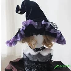 Chapéu De Bruxa Vintage De Halloween Para Mulheres , Com Pingente De Estrela De Renda Plissada Acessórios De Fantasia De
