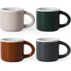 Conjunto de 4 xícaras de espresso de cerâmica INGOFIN, mini xícaras de espresso de 2 oz com alça, pequenas xícaras de ca