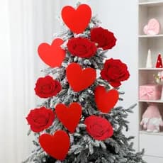 Thyle 12 Peças Decorações de Dia dos Namorados Enfeites para Árvore Corações Vermelhos Extra Grandes com Rosas Enfeites
