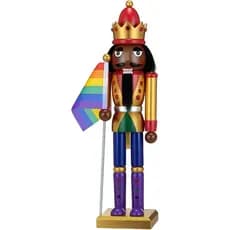 Gerrii Quebra-Nozes de Orgulho Gay de 12 Polegadas, Enfeites de Natal, Figura de Rei Quebra-Nozes de Madeira com Bandeir