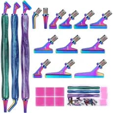 DoreenBow Kit de 21 Peças de Canetas para Pintura em Diamante com Pontas Anguladas Rosqueadas de Metal Aço Inoxidável, P