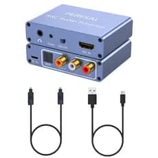 Extrator de Áudio HDMI ARC 192KHz com Cabo Óptico, Conversor ARC HDMI ARC para Óptico TOSLINK SPDIF Coaxial, Conector RC