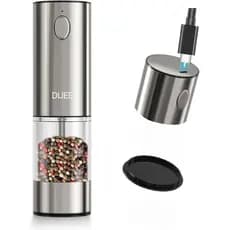 Moedor de Pimenta Recarregável Elétrico com USB Tipo-C, Conjunto de Moedores de Sal e Pimenta Automáticos de Grande Capa