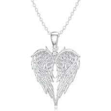 Colar de Asa de Anjo com Diamante para Mulheres, Colar com Pingente de Asa de Anjo em Forma de Coração em Prata Esterlin