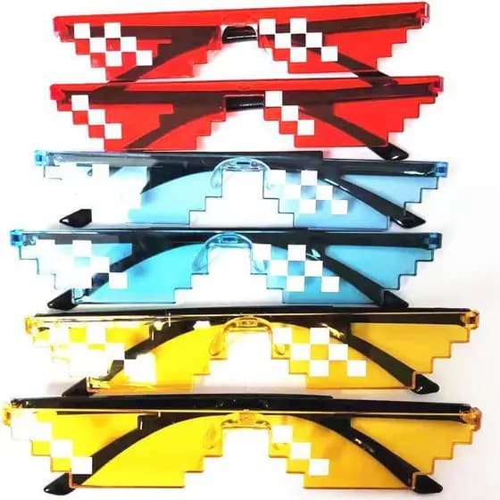 [Estoque pronto] Novo estilo Pixel mosaico óculos de sol bidimensional engraçado festa de casamento óculos de sol WJG