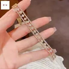 Pulseira Feminina Larga Com Zircônia Cravejada – Acessório De Festa Para Uso Diário