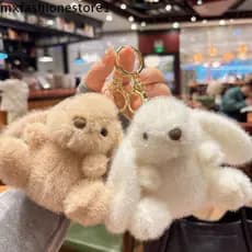 MXFASHIONE Chaveiros De Pele De Coelho , Pingente De Pelúcia De Decoração De Amuletos De Bolsa , Chaveiro Fofo