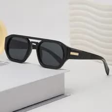 Óculos de Sol Quadrados Poligonais com Ponte Dupla Retro para Mulheres e Homens, Moda, UV400**-&