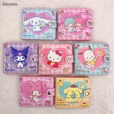 [Dhiint] Bolsa Fofa De Desenho Animado , Carteira De Couro Dobrada Para Meninas , Porta-Cartões De Identificação , Troca
