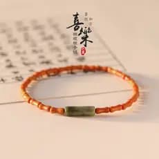 [Zen Wu] Pulseira feminina com núcleo de azeitona, pulseira de pedra Shoushan fina literária elegante pulseira de Jade d