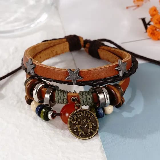 Pulseira Vintage do Zodíaco Trançada Versátil Criativa Presente de Férias