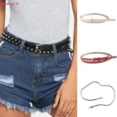 liweikeaa Cinto Feminino Com Laço Duplo PU Cintura Elegante Acima Do Comprimento Acessórios Femininos